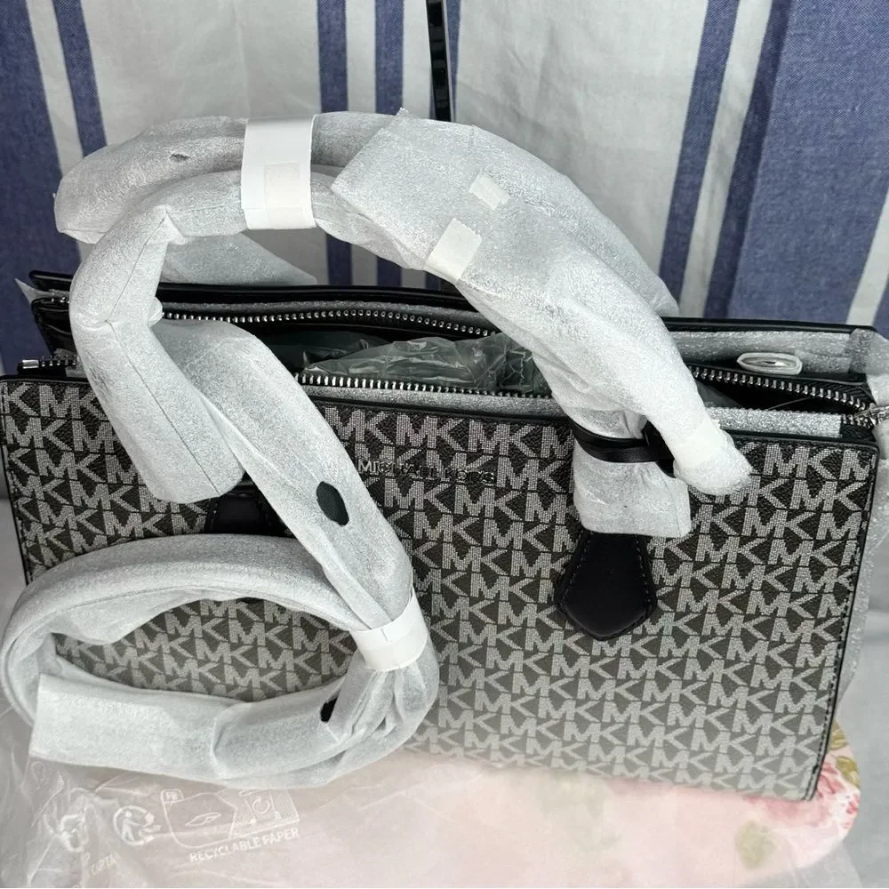 Michael Kors Sheila Signature Medium Satchel Black Ombré, NWT